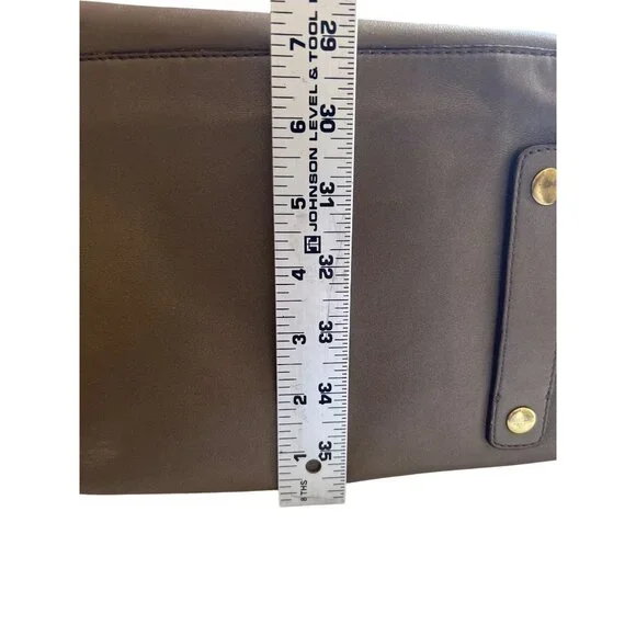 Coach Leather Satchel Bag Taupe With Gold Accents Zip Top Double Handles - Picture 15 of 16